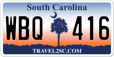 SC license plate WBQ416