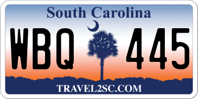 SC license plate WBQ445
