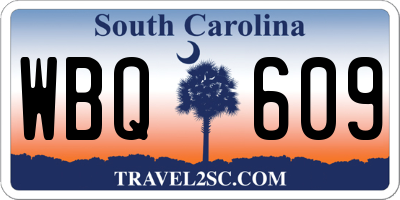 SC license plate WBQ609