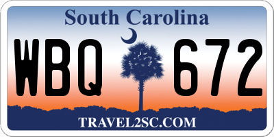 SC license plate WBQ672