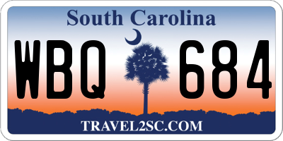 SC license plate WBQ684