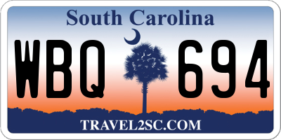 SC license plate WBQ694