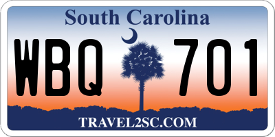 SC license plate WBQ701