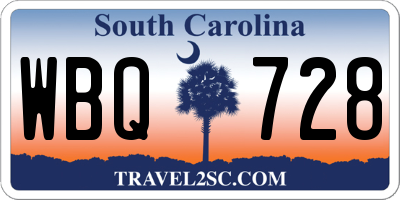 SC license plate WBQ728