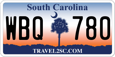 SC license plate WBQ780