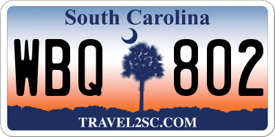 SC license plate WBQ802