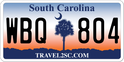 SC license plate WBQ804