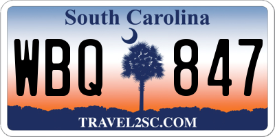 SC license plate WBQ847