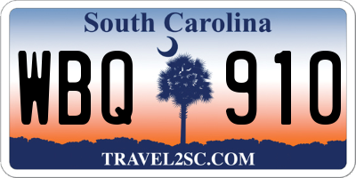 SC license plate WBQ910
