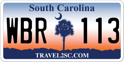 SC license plate WBR113