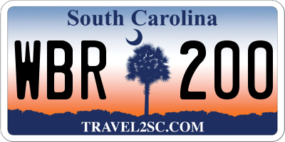 SC license plate WBR200