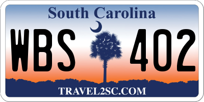 SC license plate WBS402