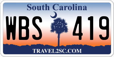 SC license plate WBS419