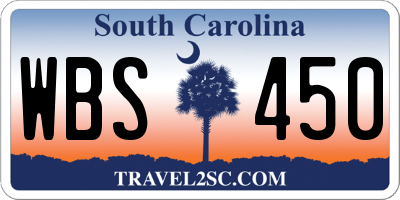 SC license plate WBS450