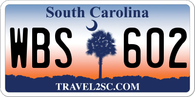 SC license plate WBS602
