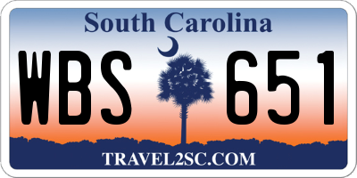 SC license plate WBS651