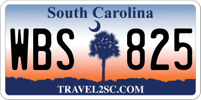 SC license plate WBS825