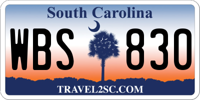 SC license plate WBS830