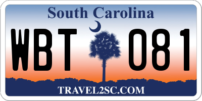 SC license plate WBT081
