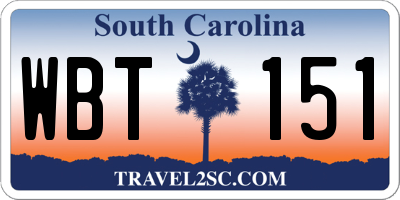SC license plate WBT151