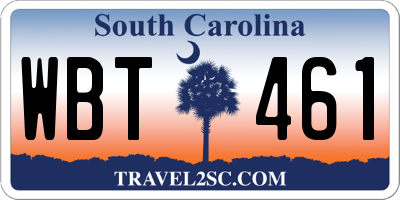 SC license plate WBT461