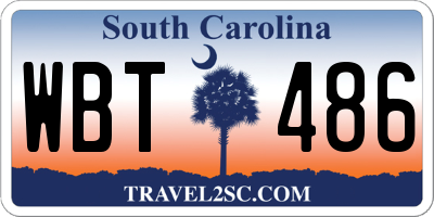 SC license plate WBT486
