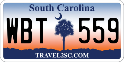 SC license plate WBT559