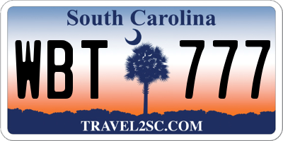 SC license plate WBT777