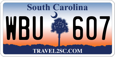SC license plate WBU607