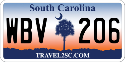 SC license plate WBV206