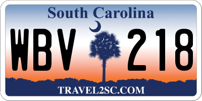 SC license plate WBV218
