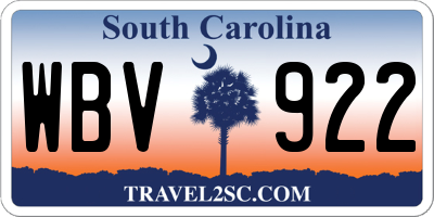 SC license plate WBV922