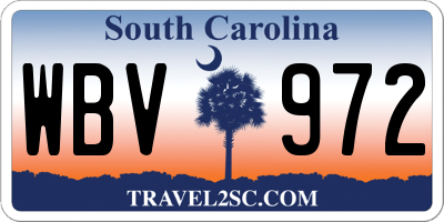 SC license plate WBV972