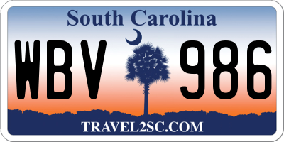 SC license plate WBV986