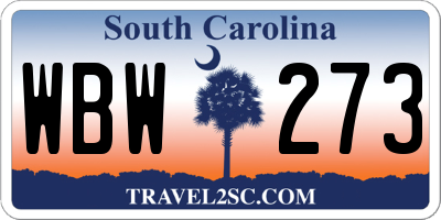 SC license plate WBW273