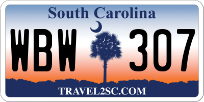SC license plate WBW307