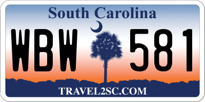 SC license plate WBW581