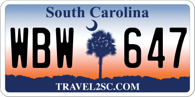 SC license plate WBW647