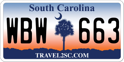 SC license plate WBW663