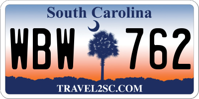 SC license plate WBW762