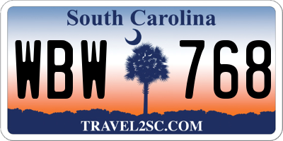 SC license plate WBW768