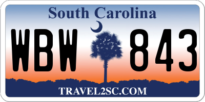 SC license plate WBW843