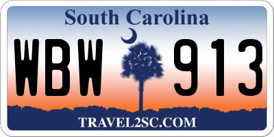 SC license plate WBW913