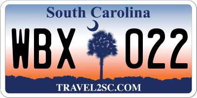 SC license plate WBX022