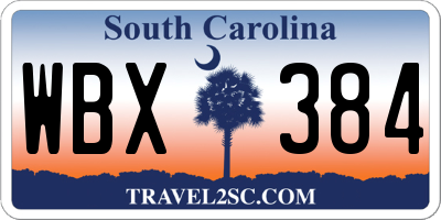 SC license plate WBX384