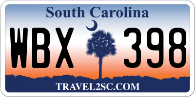 SC license plate WBX398