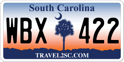 SC license plate WBX422