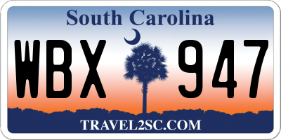 SC license plate WBX947