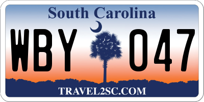 SC license plate WBY047