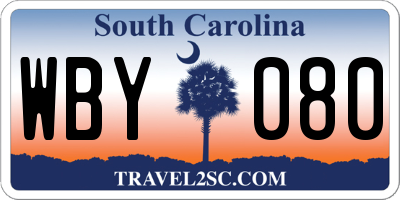 SC license plate WBY080